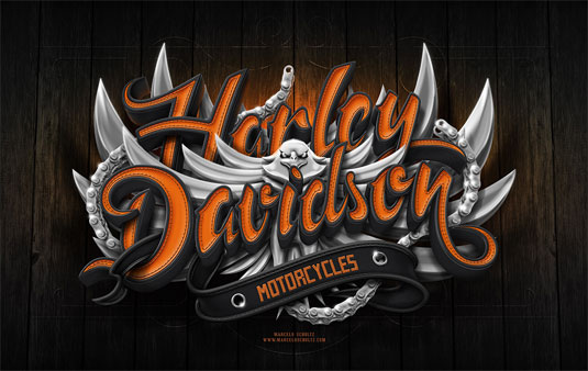 535x338 Harley Davidson Identity From Sketch To Photoshop Layered Monster - Harley Davidson Logo Sketch