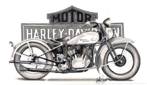 600x348 Pencil Drawings Pencil Drawings Harley Davidson - Harley Davidson Logo Sketch