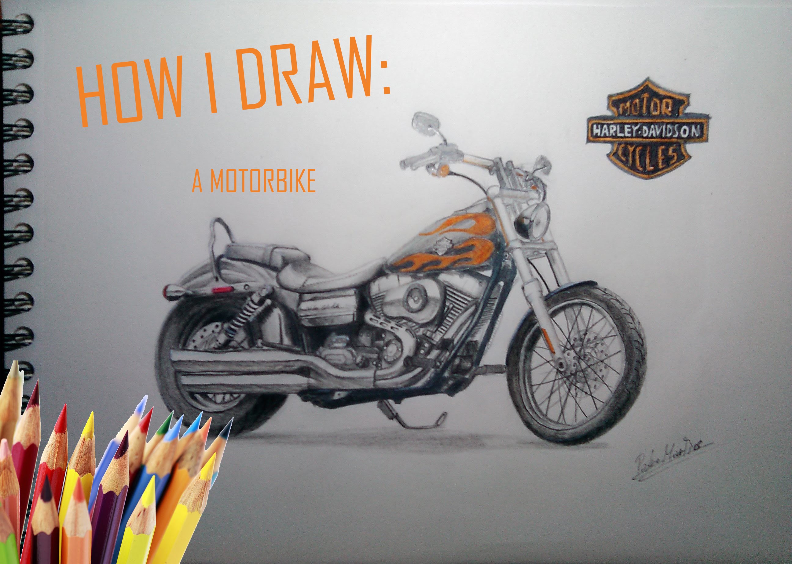 2592x1848 Drawing A Harley Davidson - Harley Davidson Motorcycle Sketch