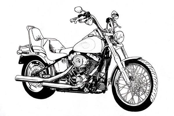 600x399 Harley Davidson On Behance - Harley Davidson Motorcycle Sketch