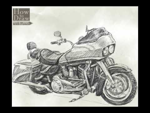 480x360 How To Draw Bike (Harley Davidson) Road Glide - Harley Davidson Motorcycle Sketch