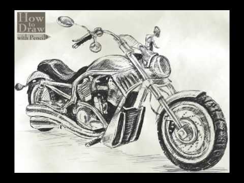 480x360 How To Draw Bike (Harley Davidson V Rod) - Harley Davidson Motorcycle Sketch