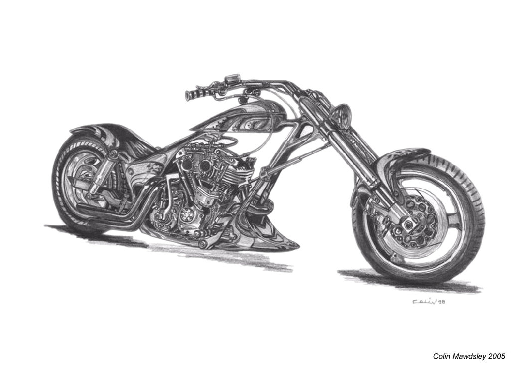 Harley Davidson Motorcycle Sketch at PaintingValley.com | Explore ...