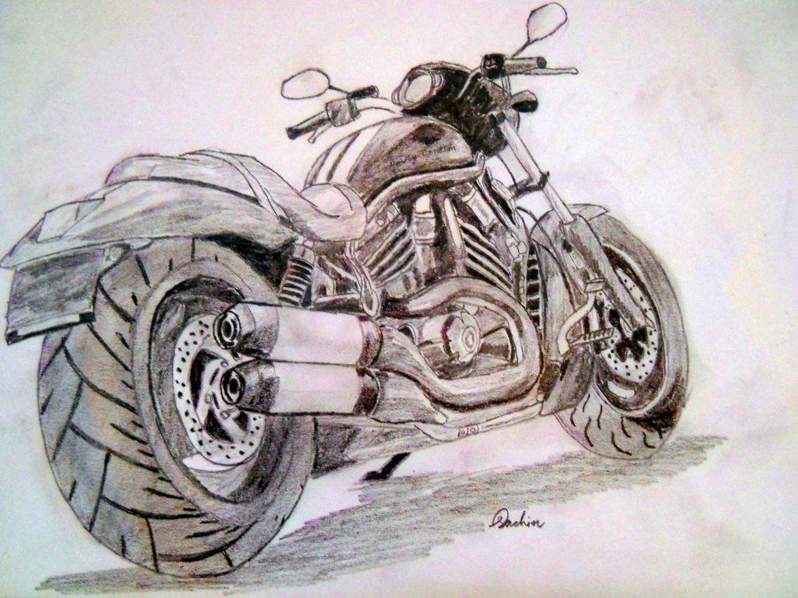 900x675 Harley Davidson V Rod Sketch By On - Harley Davidson Sketch