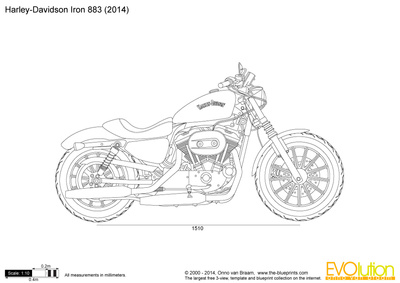 400x283 Harley Davidson Iron 883 Vector Drawing - Harley Motorcycle Sketch