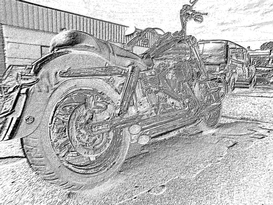 900x675 Harley Davidson Sketch Photograph By Nicholas Small - Harley Motorcycle Sketch