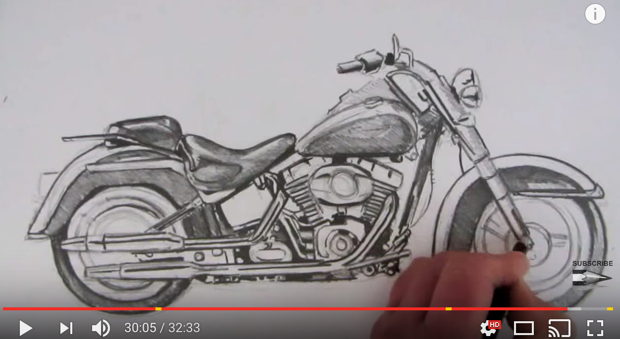 1252x686 How To Draw A Harley Davidson Motorcycle - Harley Motorcycle Sketch
