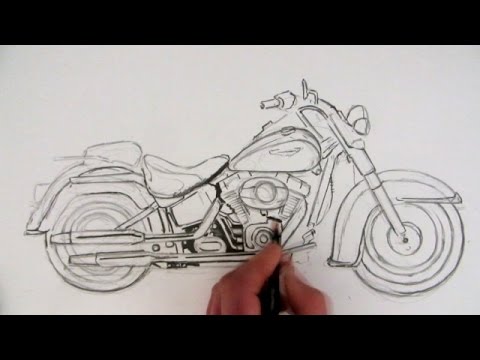 480x360 How To Draw A Harley Davidson Motorcycle Time Lapse - Harley Motorcycle Sketch