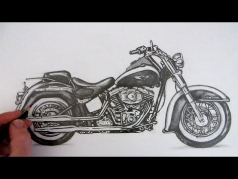 480x360 How To Draw A Motorcycle Harley Davidson Softail - Harley Motorcycle Sketch