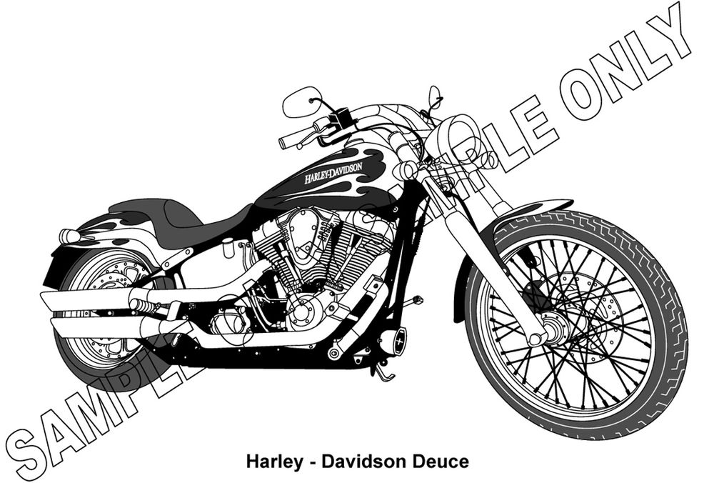 1000x676 Murray Parker Sketch (Mounted) - Harley Motorcycle Sketch