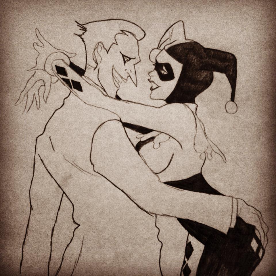 960x960 Harley Quinn And Joker Drawing Concept The Painted Punk. - Harley Quinn And Joker Sketch