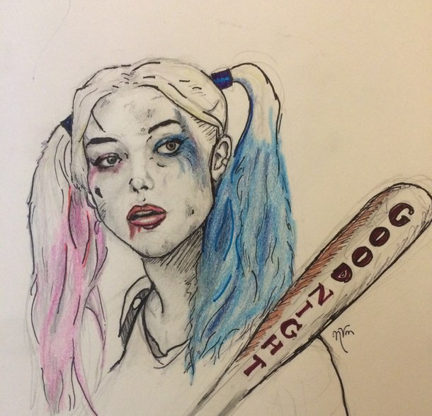 610x587 My Almost Harley Sketch - Harley Quinn And Joker Sketch