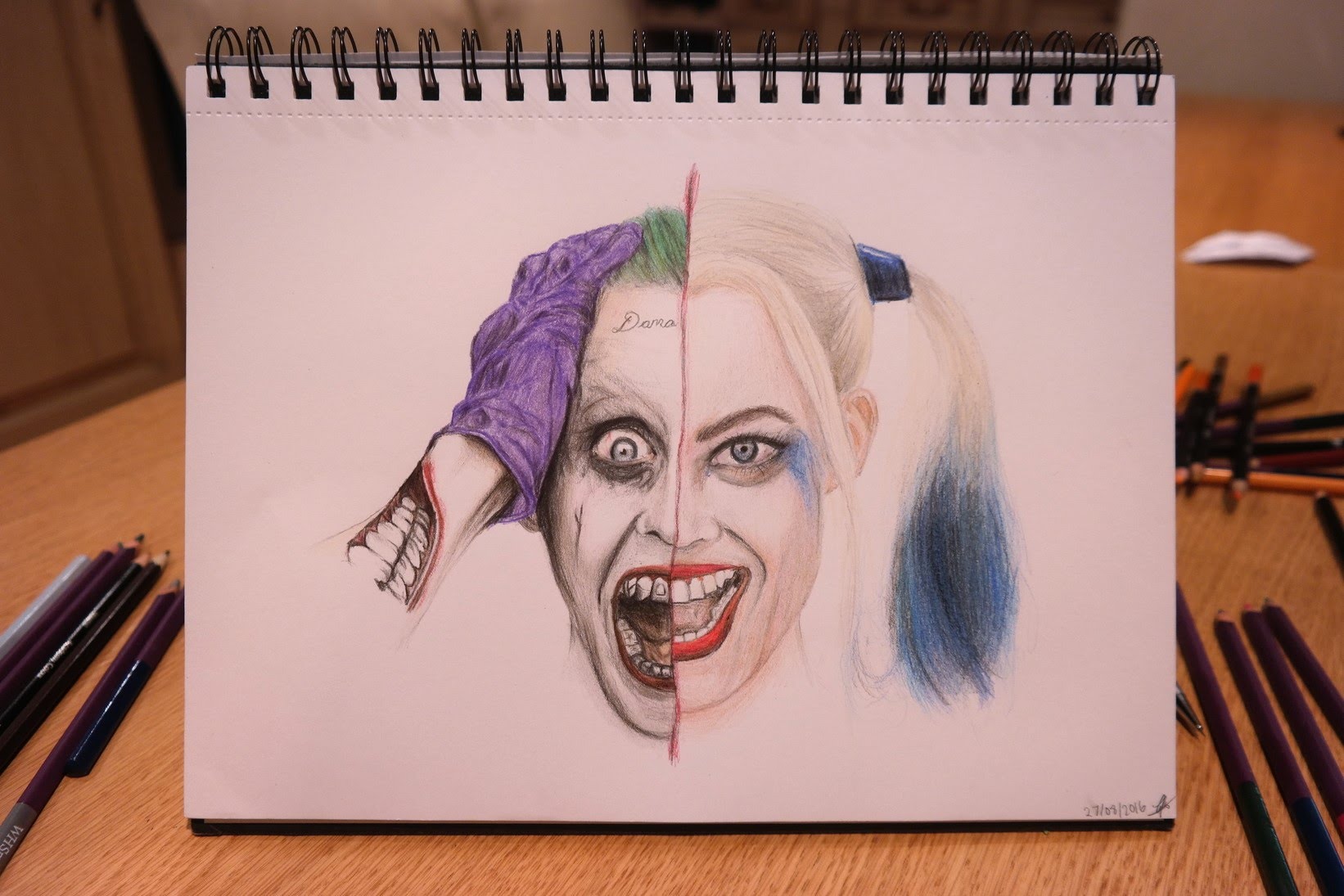 1642x1095 Speed Drawing The Joker And Harley Quinn (Jared Leto - Harley Quinn And Joker Sketch
