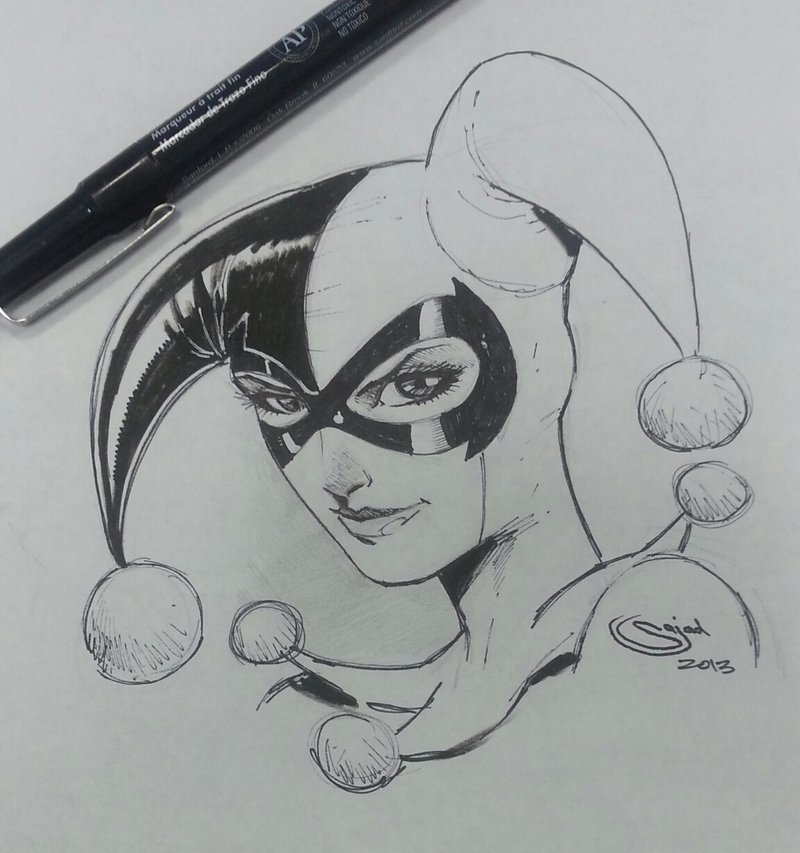800x853 Harley Quinn Head Sketch By Sajad126 - Harley Quinn Sketch