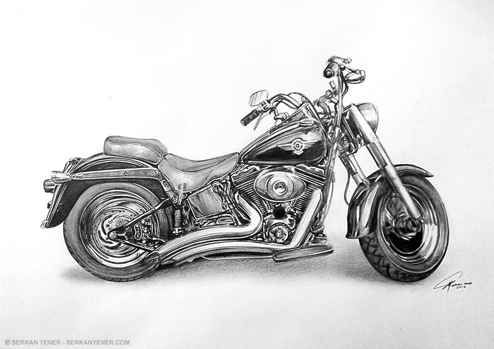 1000x707 Pencil Drawings Pencil Drawings Harley Davidson - Harley Sketch