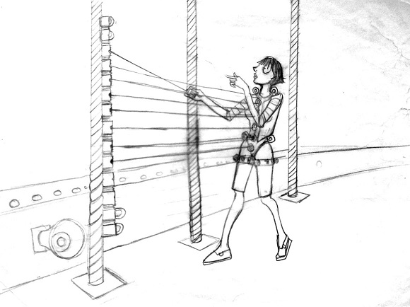 580x434 Human Harp The Clifton Suspension Bridge - Harp Sketch