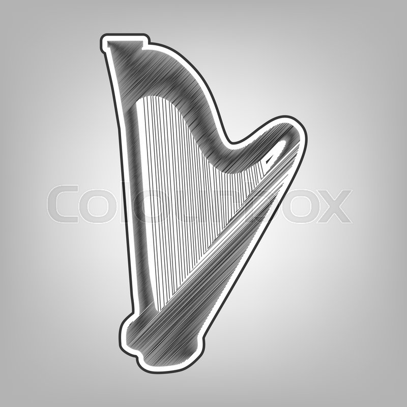 800x800 Musical Instrument Harp Sign. Vector. Pencil Sketch Imitation - Harp Sketch