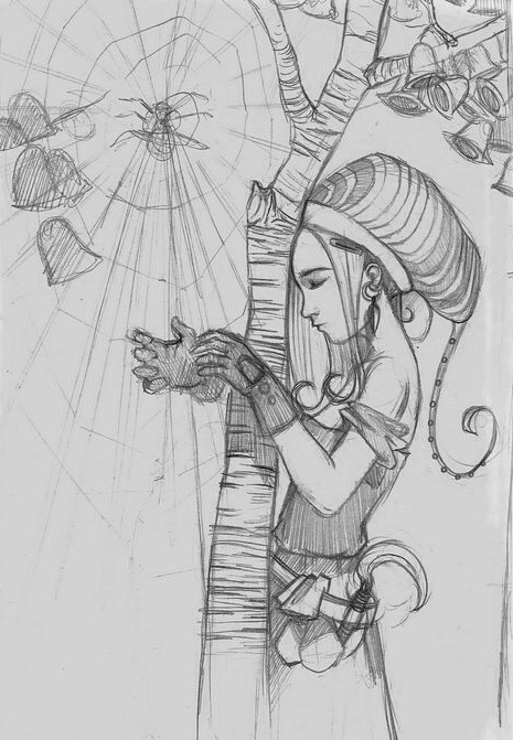 465x671 Tutorial Spider Harp - Harp Sketch