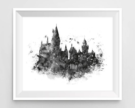 570x456 Hogwarts Castle Art Print Hogwarts Wall Art Illustration Etsy - Harry Potter Castle Sketch