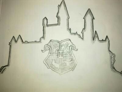 400x300 Hogwarts Castle Line Art Drawing Harry Potter - Harry Potter Castle Sketch