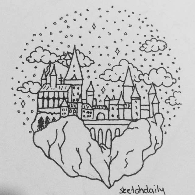 Harry Potter Castle Sketch at PaintingValley.com | Explore collection ...