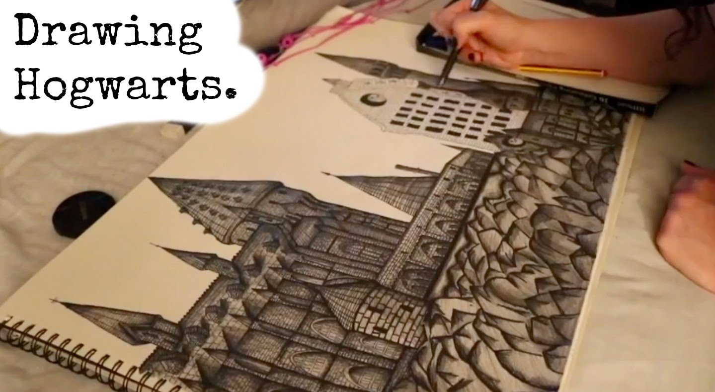 1439x789 Drawing Hogwarts Castle - Harry Potter Castle Sketch