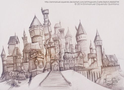 500x363 Emmanuel Oquendo Illustration Amp Design - Harry Potter Castle Sketch