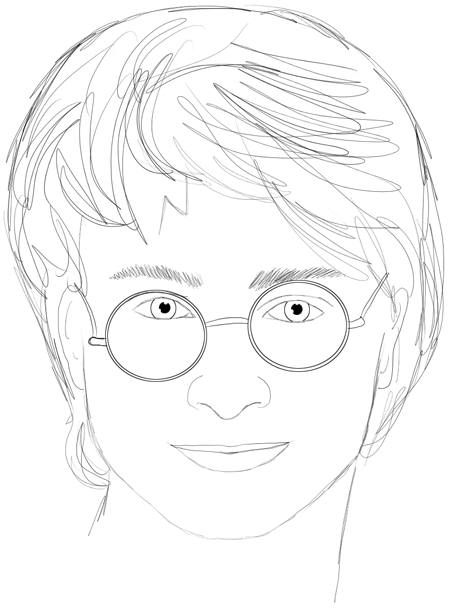 450x608 How To Draw Harry Potter Step By Step Drawing Lesson Daniel - Harry Potter Sketch