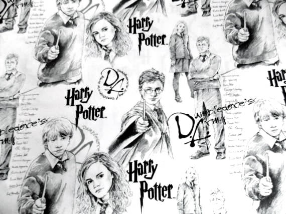 570x427 Harry Potter Character Fabric Harry Potter Character Sketch Etsy - Harry Potter Sketch