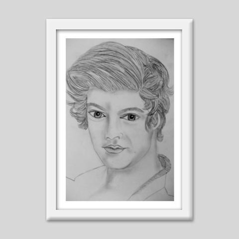 480x480 Harry Styles Sketch Premium Italian Wooden Frames Artist - Harry Styles Sketch