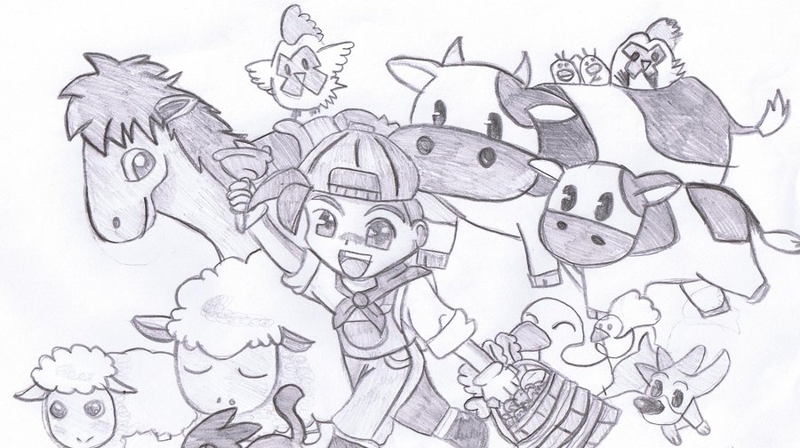 900x504 Harvest Moon Sketch By Fantasygirl1999 - Harvest Sketch