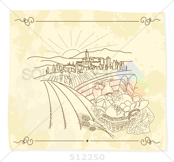 340x317 Stock Illustration Of Harvest Square Background Outline Sketch Of - Harvest Sketch