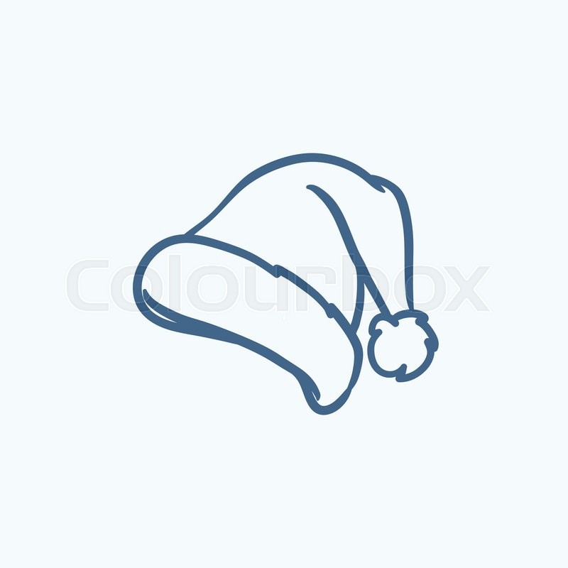 800x800 Santa Hat Vector Sketch Icon Isolated On Background. Hand Drawn - Hat Sketch