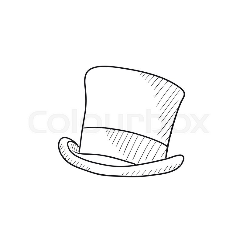 800x800 Top Hat Sketch Icon For Web, Mobile And Infographics. Hand Drawn - Hat Sketch