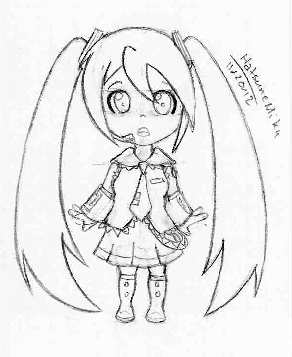 596x728 Hatsune Miku Sketch By Wingeddragonlover - Hatsune Miku Sketch