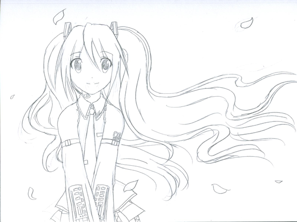 600x450 Hatsune Miku Sketch. By Kawaii Desu Chan69 - Hatsune Miku Sketch