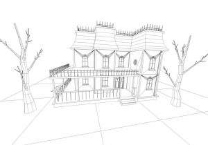 300x210 Ghost House Sketch Art 3d How To Draw A Haunted House Easy - Haunted House Sketch
