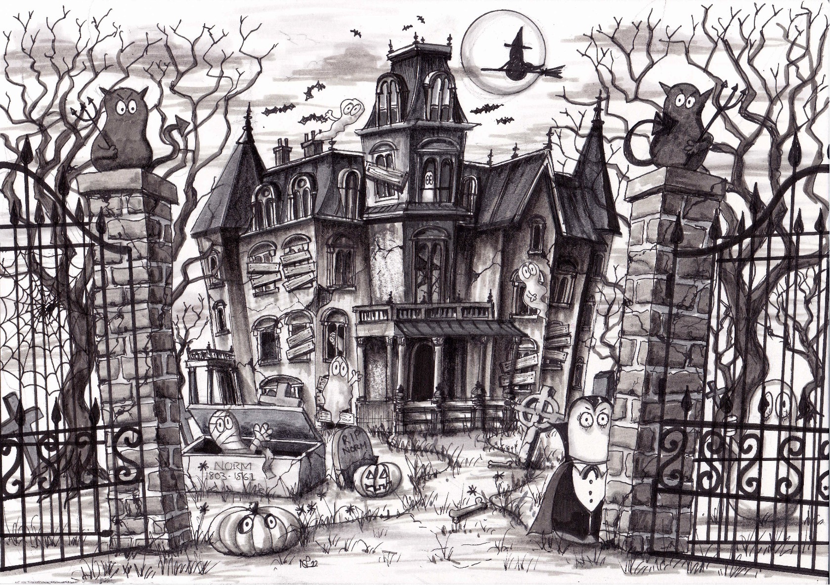 Haunted House Sketch at Explore collection of