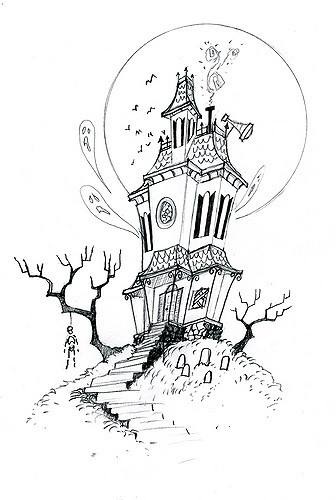 336x500 Haunted House Sketch Here Is The Sketch For The Bg I - Haunted House Sketch