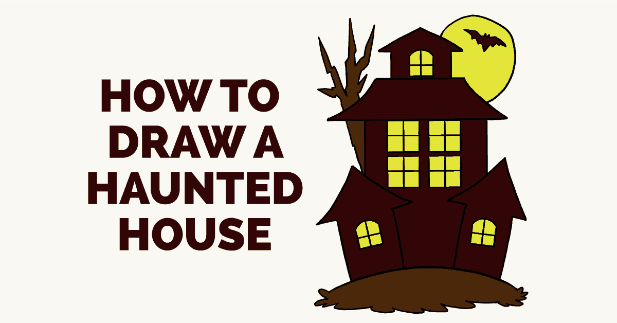1200x628 How To Draw A Haunted House - Haunted House Sketch