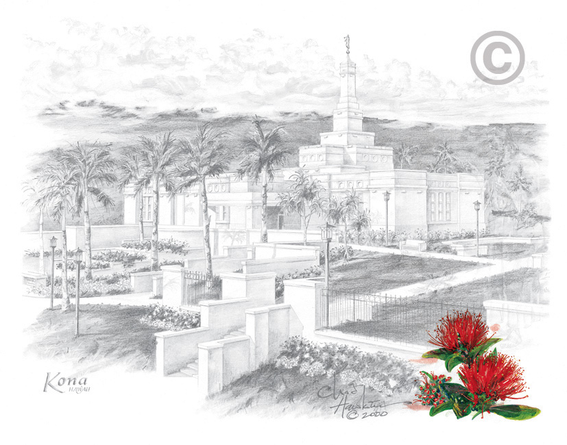 827x650 Kona Hawaii Temple - Hawaii Sketch