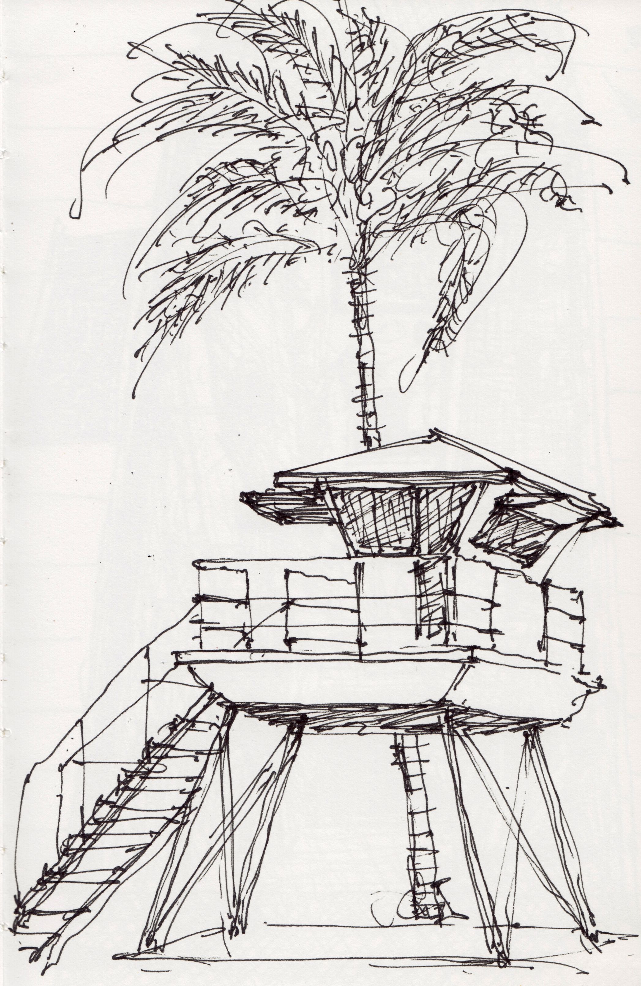 2094x3220 Lifeguard Tower In Hanalei, Hawaii Sketches - Hawaii Sketch