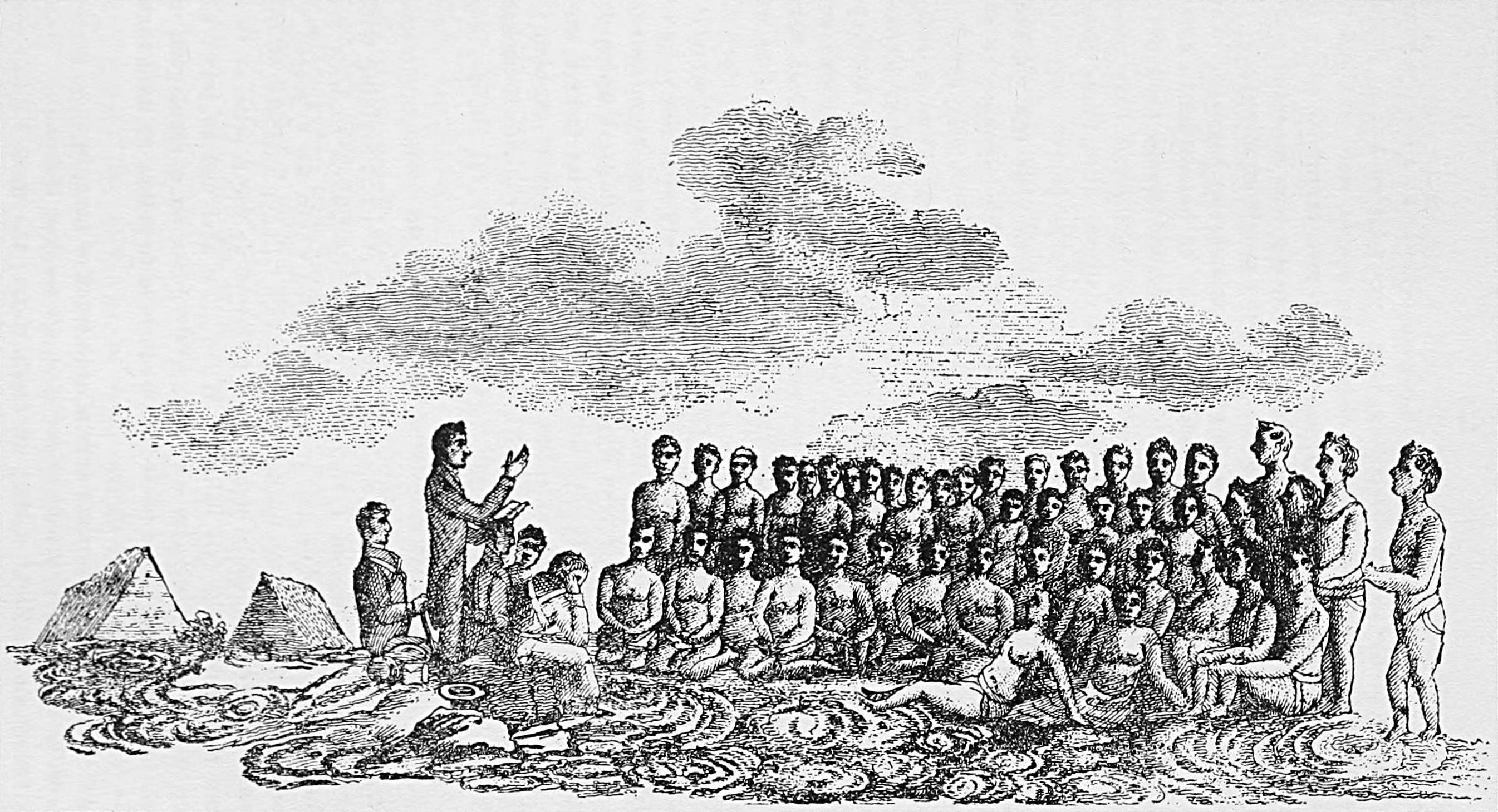 2691x1460 Filea Missionary Preaching To Natives, On The Lava - Hawaii Sketch