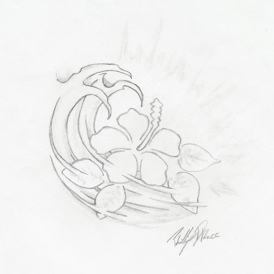894x894 Collection Of Hawaiian Flower Tattoo Sketch - Hawaiian Flower Sketch