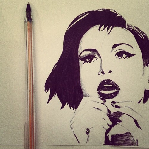 500x500 Hayley Williams Drawn In Black Ballpoint Pen On We Heart It - Hayley Williams Sketch