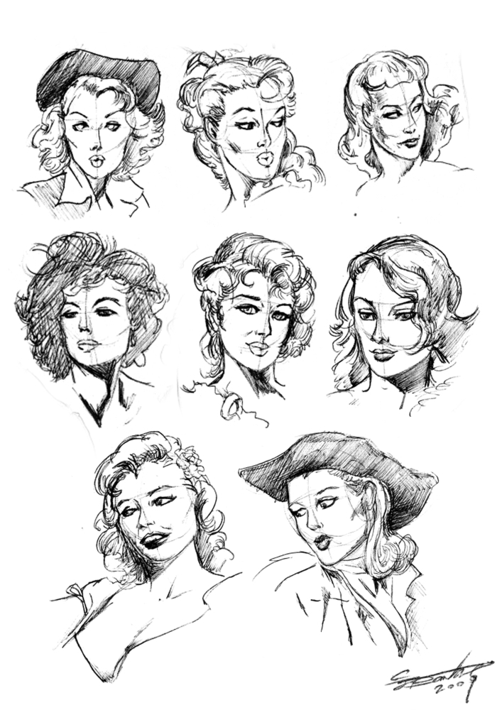 707x1000 Female Head Sketches By Claytonbarton - Head Sketches