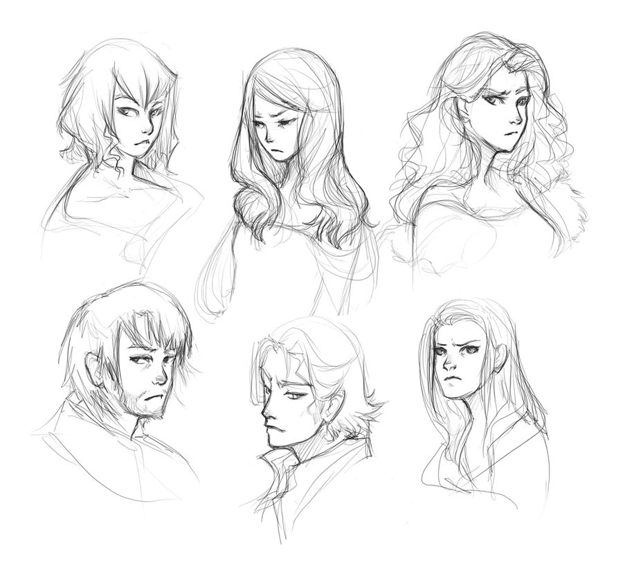 900x835 Some Head Sketches By Doven - Head Sketches