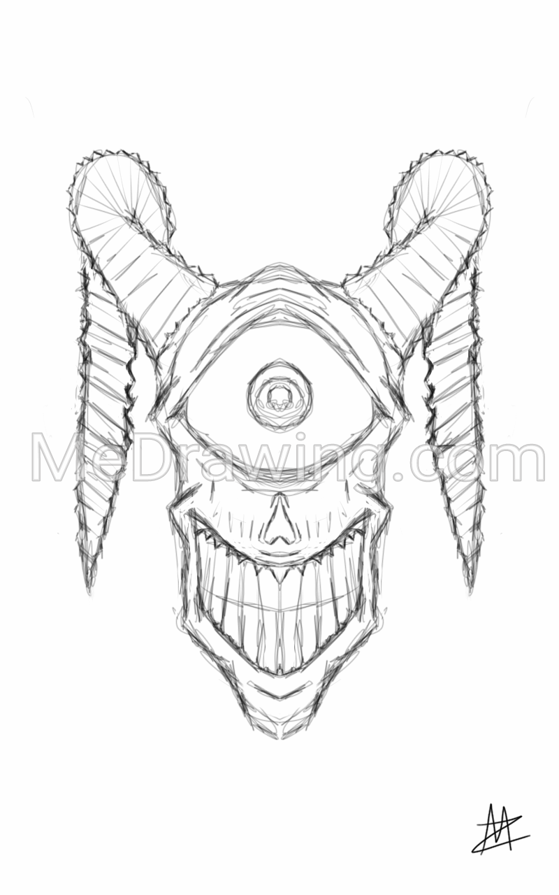 800x1280 Creepy Cyclops Head Pencil Sketch - Head Sketches