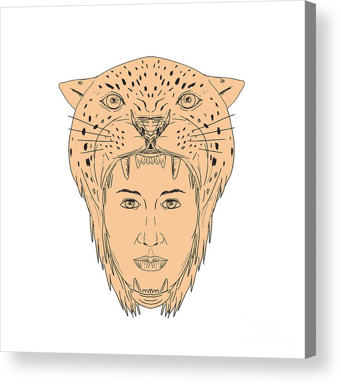666x750 Female Aztec Warrior Jaguar Headdress Drawing Acrylic Print By - Headdress Sketch