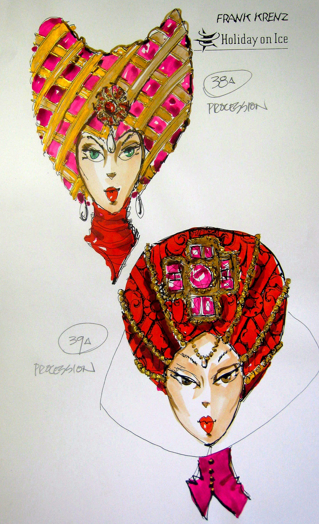 624x1024 Headdress Sketch For Ladies, Chess Game Processional, - Headdress Sketch